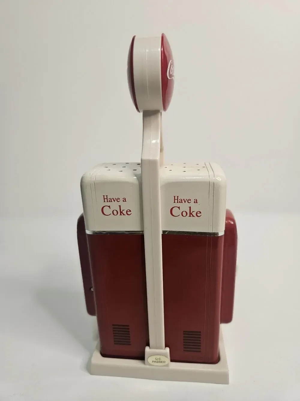 Vintage 1993 Coca-Cola Gas Pump Salt & Pepper Shaker Set w/ Holder Coke